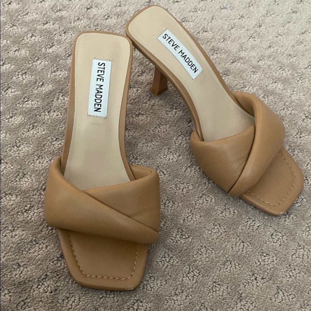 Steve Madden Camel Heeled Mules